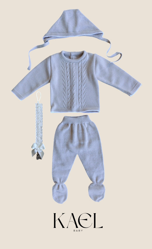 NEWBORN KNITTED SET 3 PEZZI BEIGE